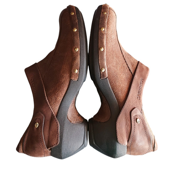 Merrell Luxe Wrap Espresso Brown Oiled Nubuck Leather Womens Clogs Stud Trim 7.5 - Picture 5 of 9